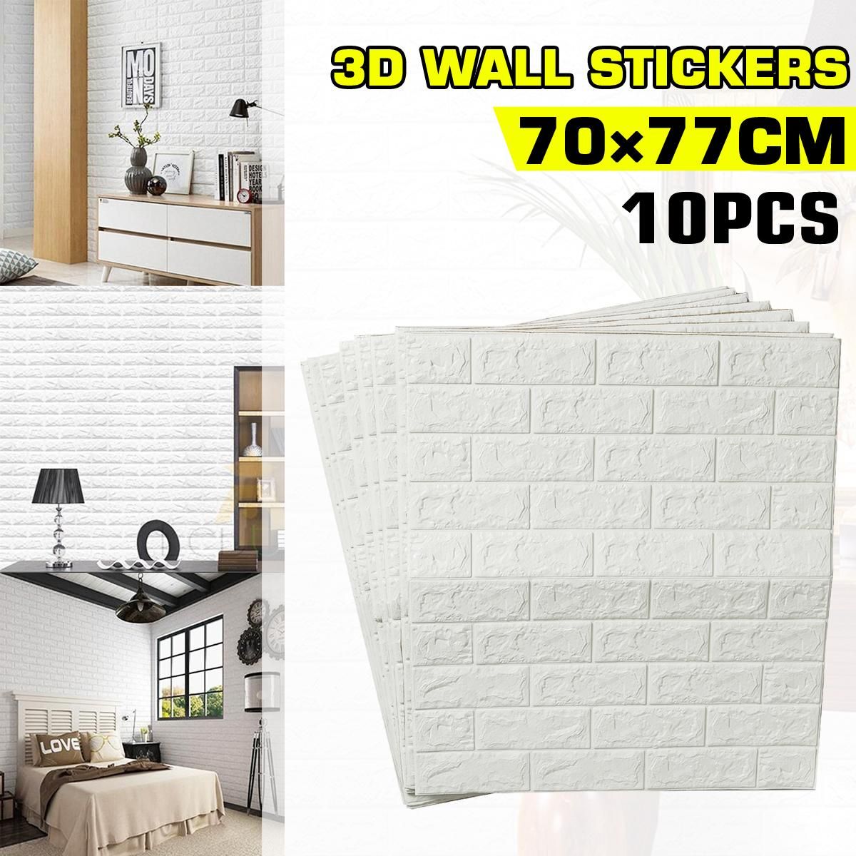 Light up life 10pcs Solid 70x77cm 3D Wall Stickers Home Decor Wallpaper DIY Wall Decor Brick Living Room Kids Bedroom Decorative Sticker