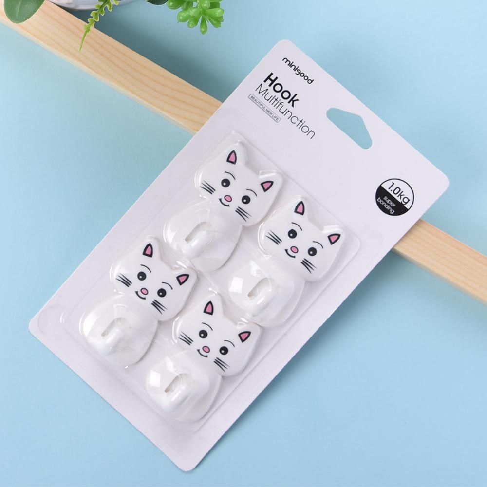 Minigood Cat design Tiny Single Wall Hook (4 pieces)