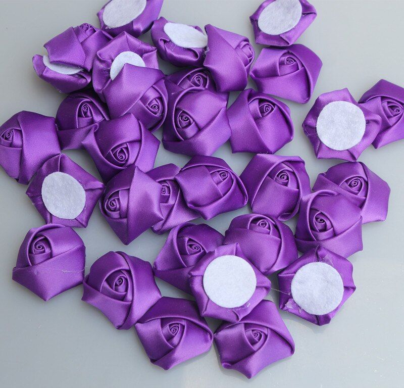 10Pieces/lot Size 3.5cm Satin Ribbon Rose Flower Silk Fabric Flower Handmade DIY Wedding Bouquet Flower Hair Cloth Accessories