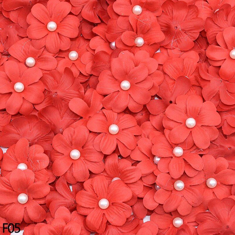 20/50pcs 4.5cm Artificial Pearl Silk Flower Petal Bead Cherry Head For Wedding Birthday Home Craft Decor DIY Wreath Scrapbooking