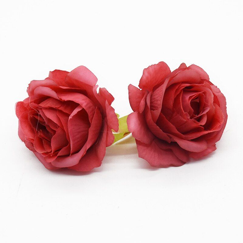 10 Pieces Artificial rose heads Wedding decoration Headdress Home decoration accessories Diy Brooch Silk flowers wall Candy box