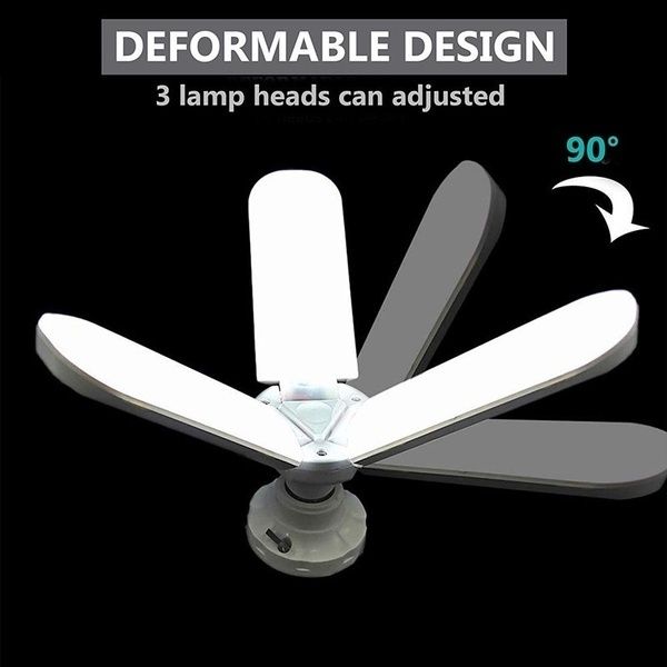 Three-Leaf Fan Blade LED Light Bulb, Super Bright Angle Adjustable Home Ceiling Lights, AC95-265V, Cool White