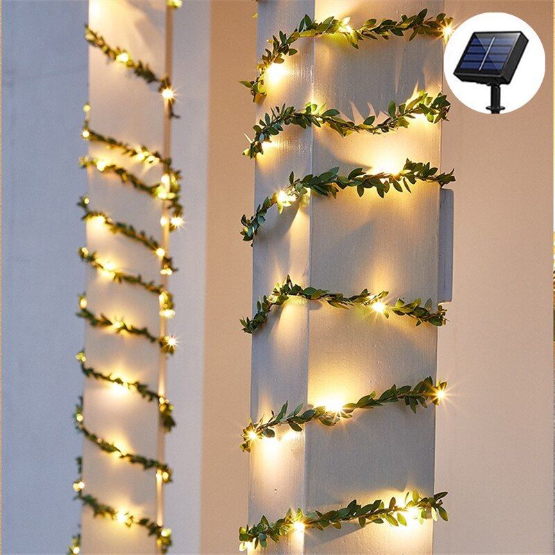 Solar Light Outdoor String Lamp Maple Leaf Fairy Garden Waterproof Outdoor USB String Lighting Christmas Garden Decoration--B Solar light--5M 50LED