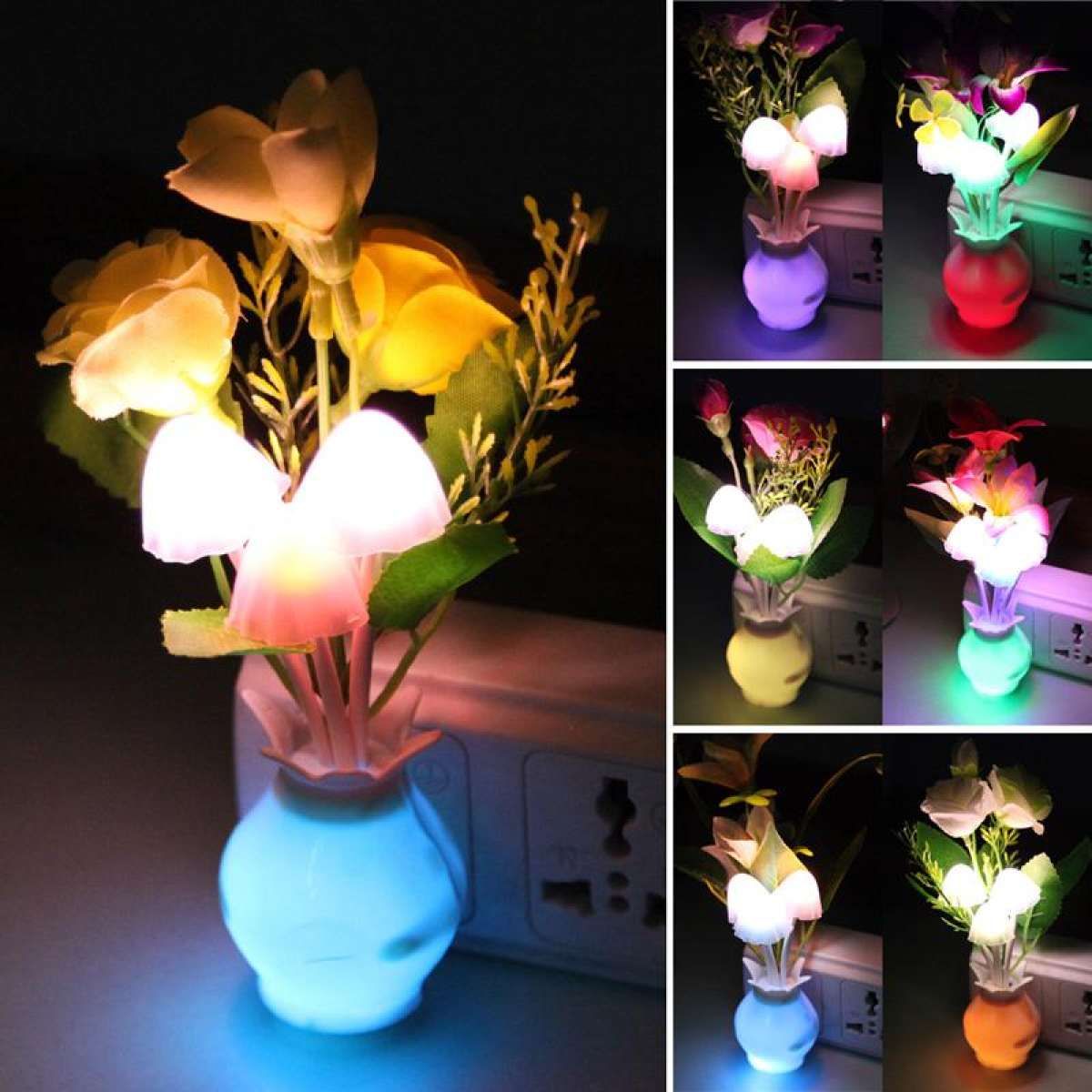 Perfect Gift Colour Changing Led Night Light Mushroom Dream Bed Lamp-Multi Design