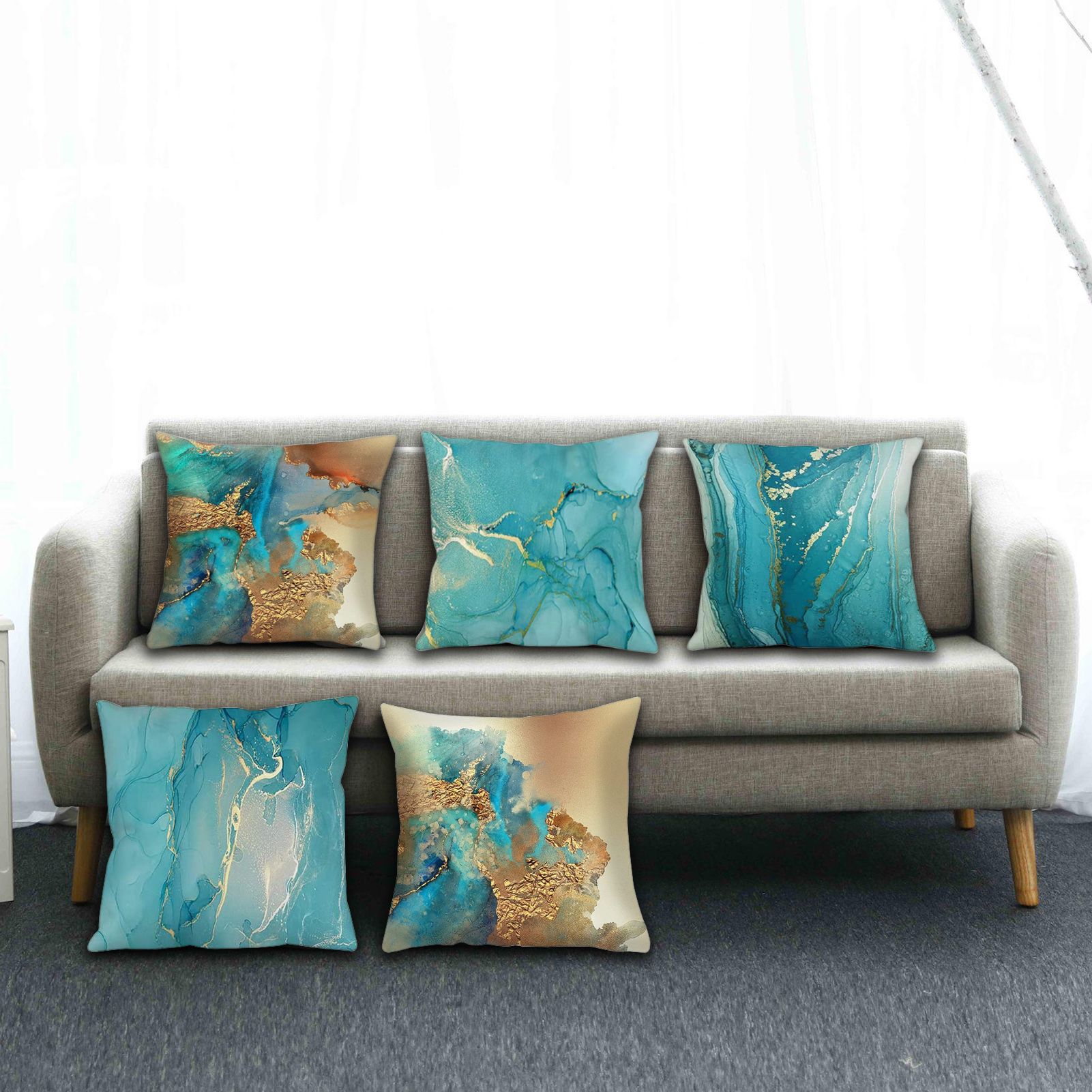 Throw low Cover Clear Pattern Decorative Marble Stone Printed Throw Cushion Case
