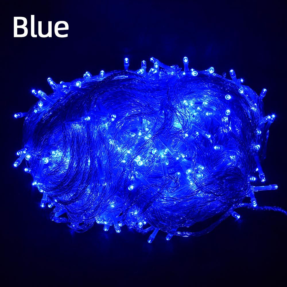 LED String Lights 10-50M 8 Modes 9 Colors Festoon Fairy Lamp Waterproof Outdoor Wedding Garland Party Holiday Christmas Decorate--Red--20m 200LED EU 220v