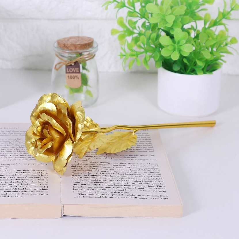 Gold Foil Flower Rose Love Foundation Valentine Day Romantic Gift Table Decor