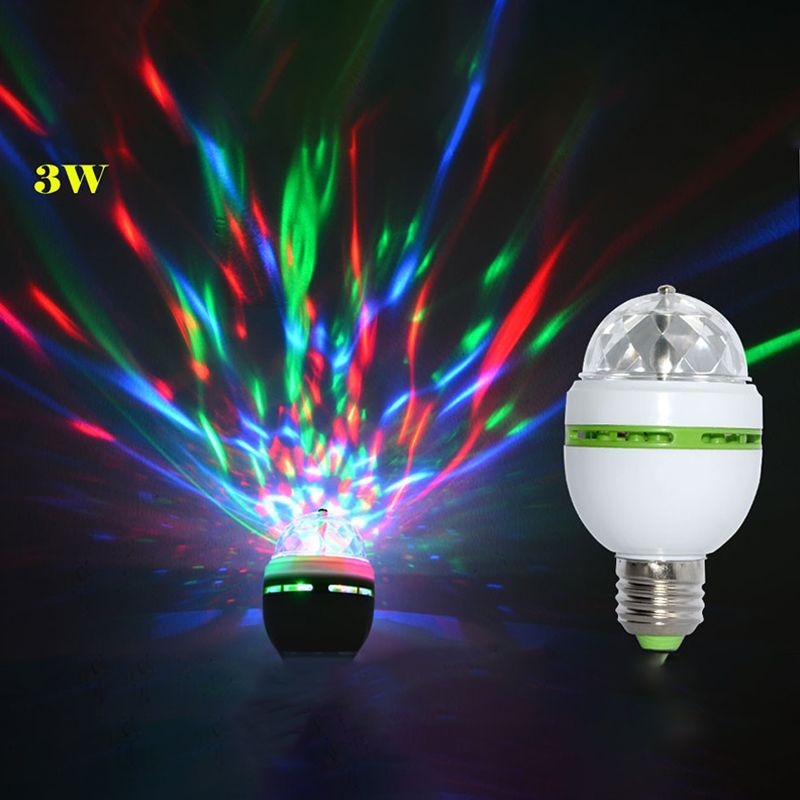Yfashion E27 3W 100-240V Colorful Auto Rotating RGB LED Bulb Stage Light Party Lamp Disco for  Party Festival Wedding Decoration