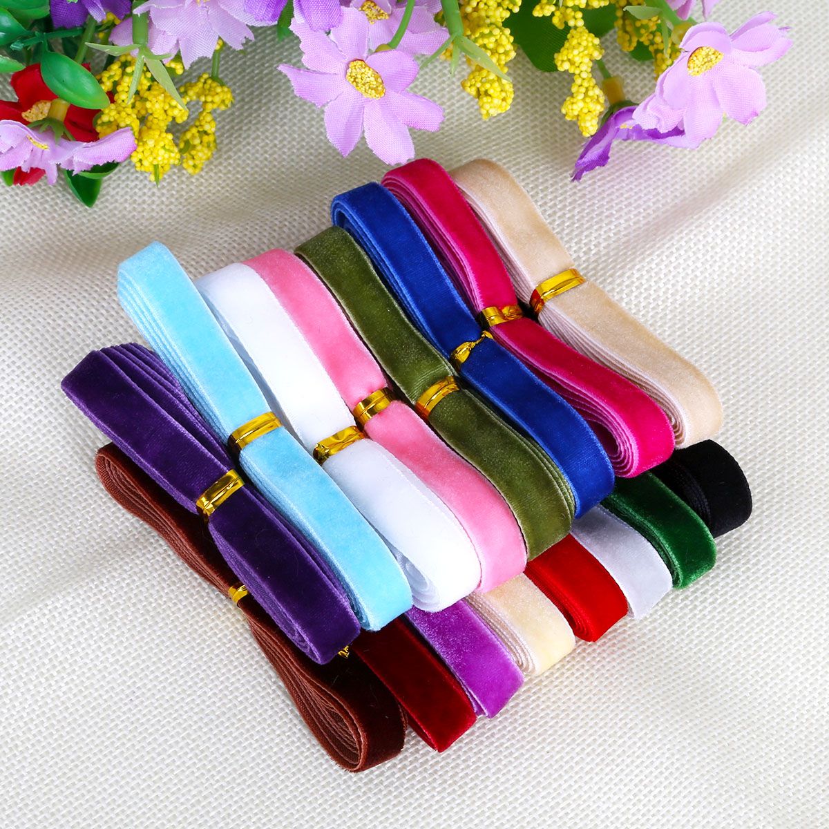 5 yards/pack Of Non Elastic Velvet Ribbon Wedding Christmas Party Decorations DIY Bow Craft Ribbon Card Gift Packaging Supplies