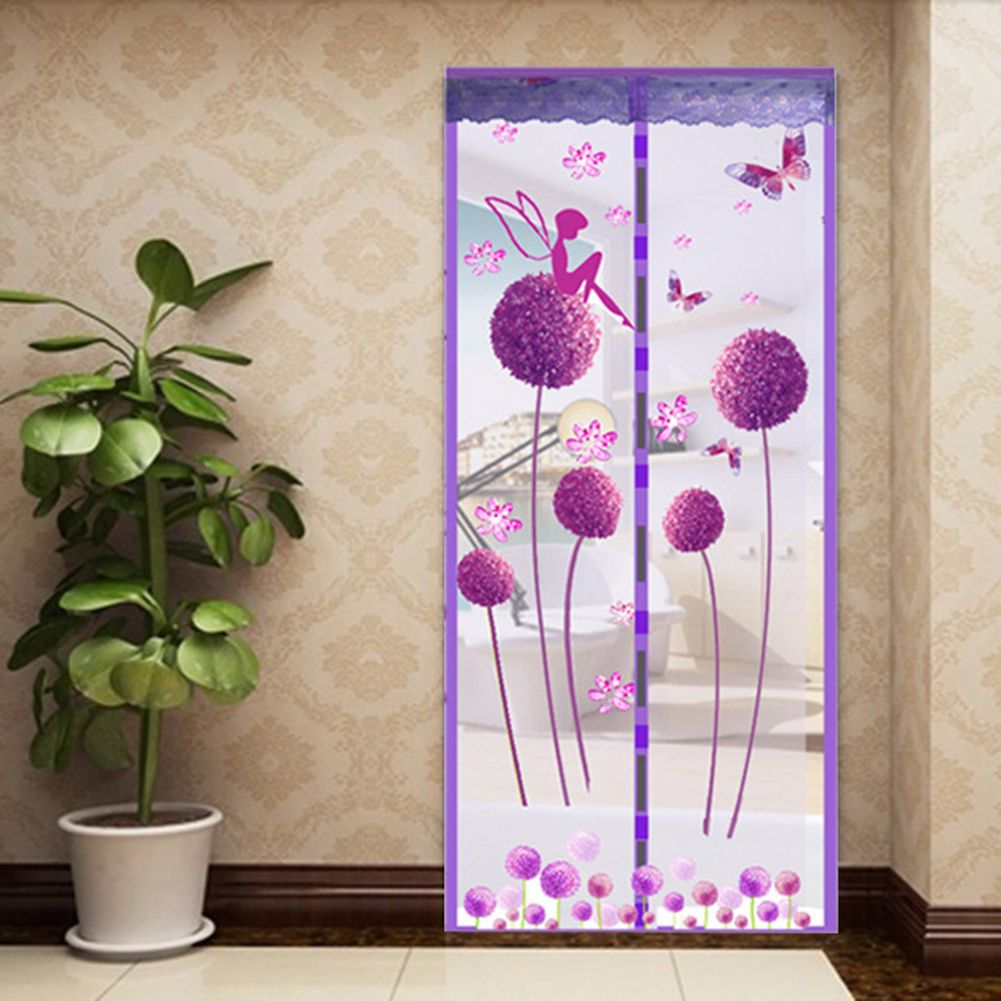 Yfashion Summer Cartoon Pattern Hands Free Silent Magnetic Mosquito Net Door Curtain