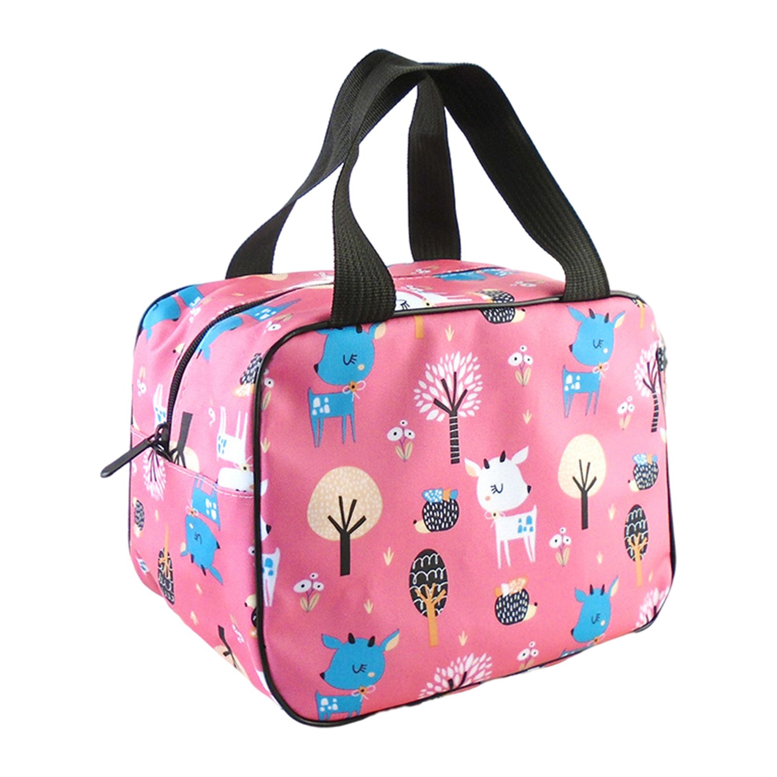 Picnic Bag Zipper Closure Water-resistant Cartoon Print Lunch Storage Bag