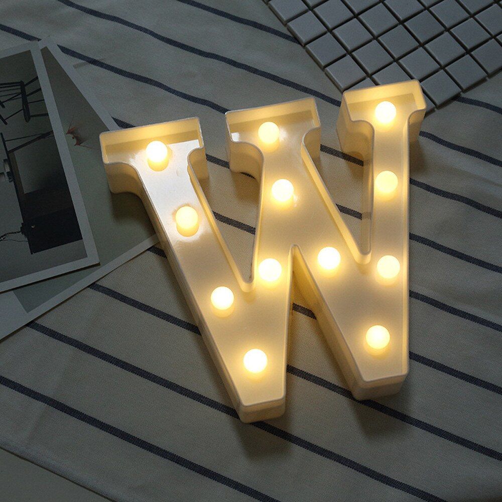 Alphabet Letter Lights Soft Warm Glow LED Light Up Warm White Plastic Illuminate Letters Wall Hung Standing Hanging 1PC\u0014