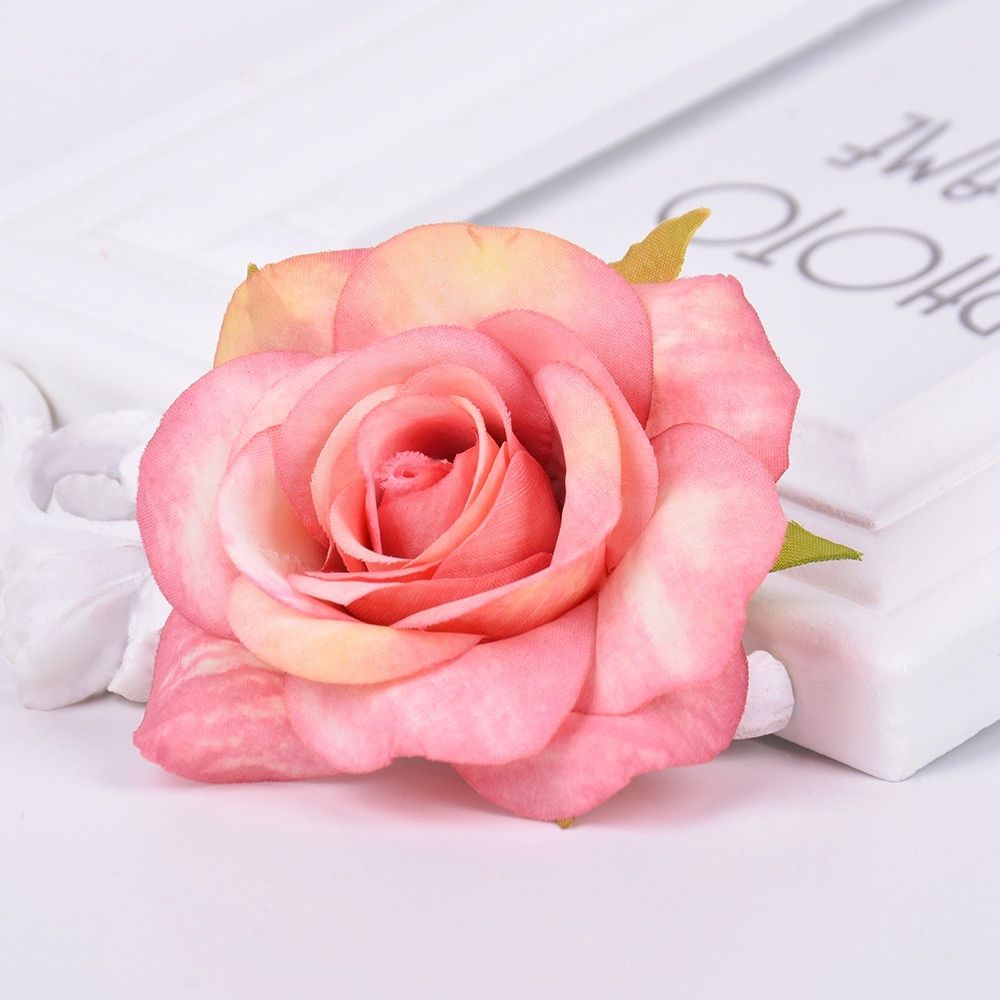 5pcs 7cm artificial flower silk rose head For wedding home decoration DIY wreath scrapbook handmade accessories Rosa flower