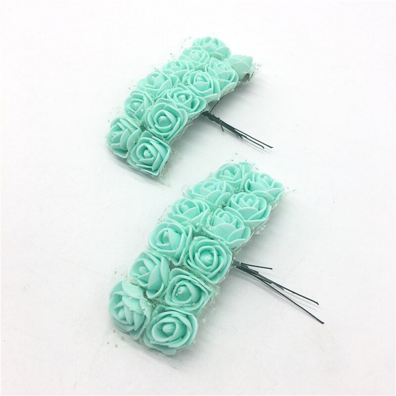 24pcs Two Bundles Mini Foam Rose Artificial Lace Flower Bouquet Multicolor DIY Wedding Party Birthday Decoration