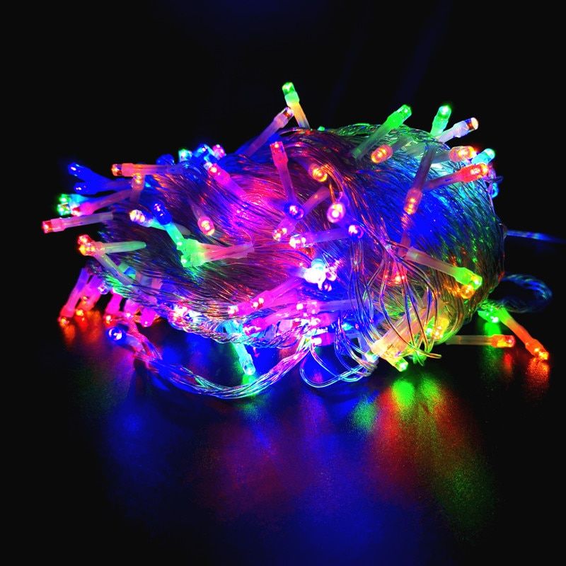 EU  Led Fairy String Lights Street Garlands Garden Decor Christmas Decorations for Home Outdoor 2022 New Year Patio Decor--Pink--10m 800led EU 220V