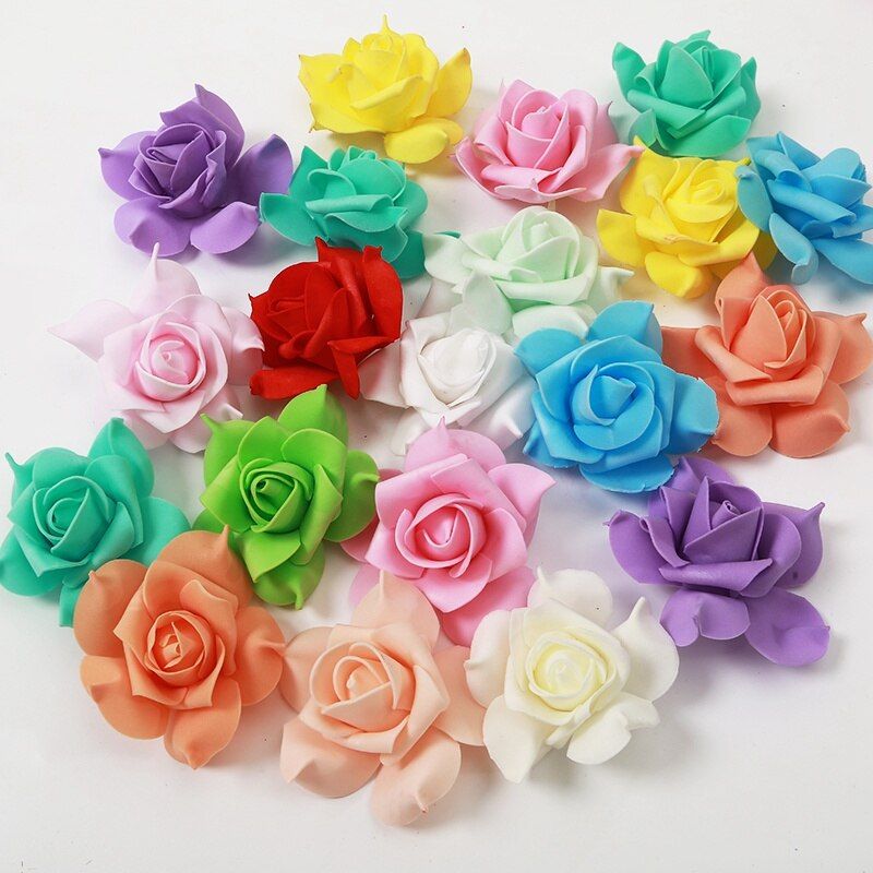 10pcs 7cm foam rose artificial flower PE Pentagonal rose flower Heads for wedding decoration scrapbook accessories
