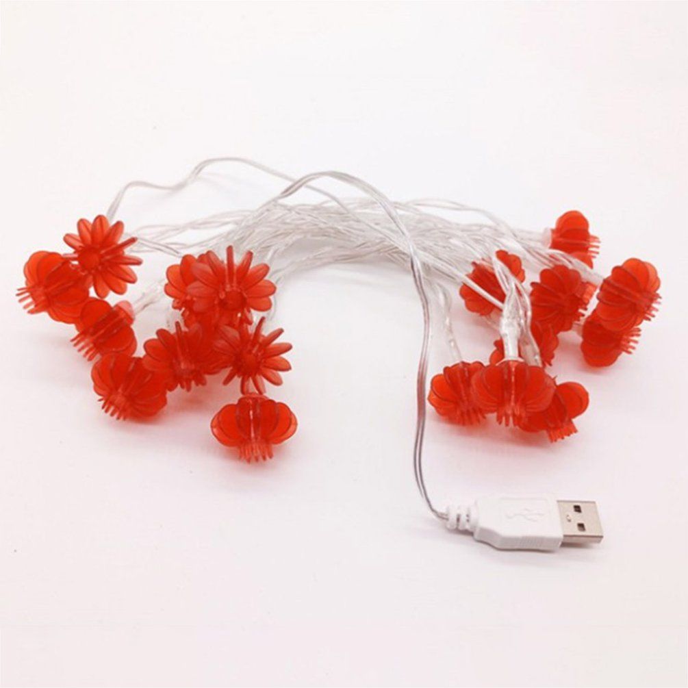 20 LEDs Round Red Lanterns String Lights USB Fairy String Lights Decoration red