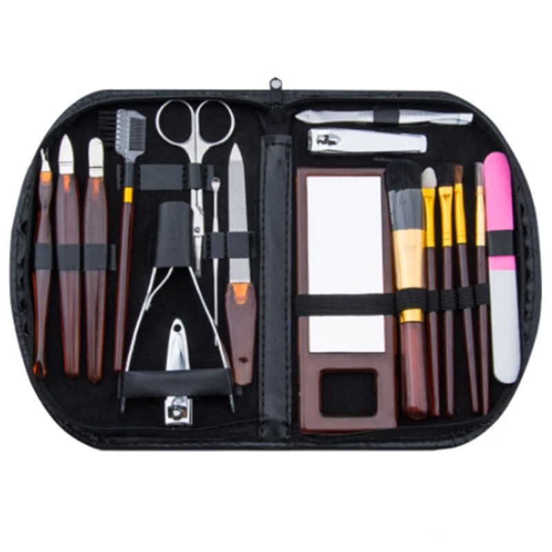 18Pcs/ Manicure Clippers Trimmers Nail Clipper Nail Clippers Ear Spoon Stainless Steel Scissor Pusher Tweezer