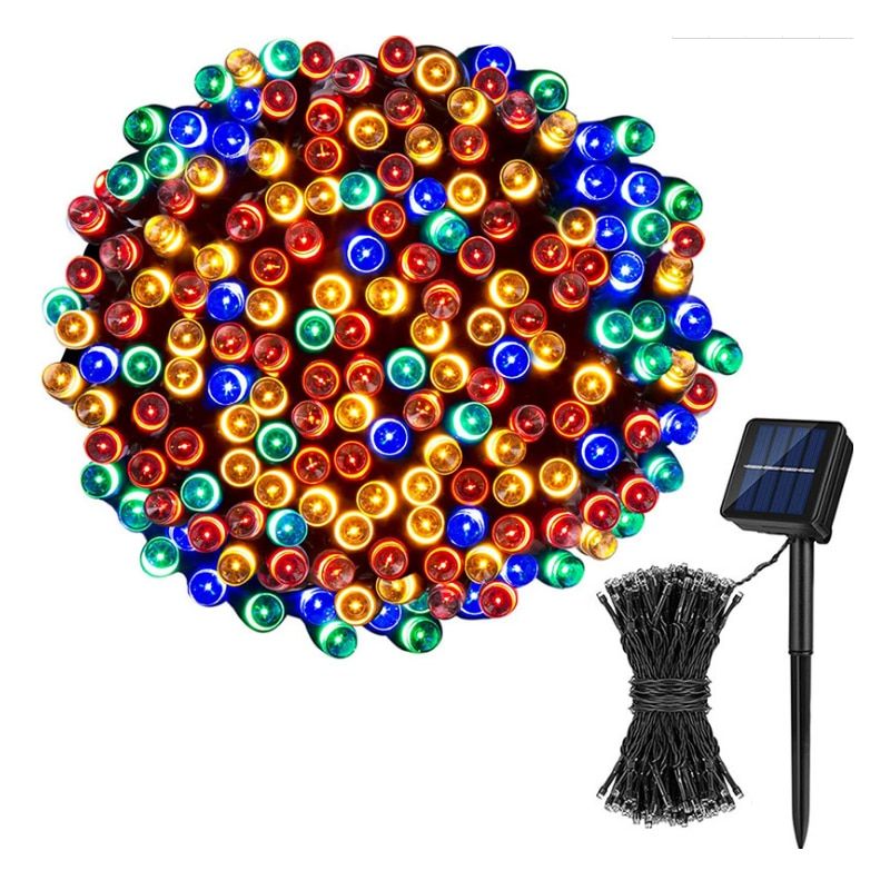 Green Wire Solar Power String Light Christmas Holiday Outdoor Decoration Fairy Lamp Luz Luces Navidad Solaire Lamparas Exterieur--Red--12Meter 100LED