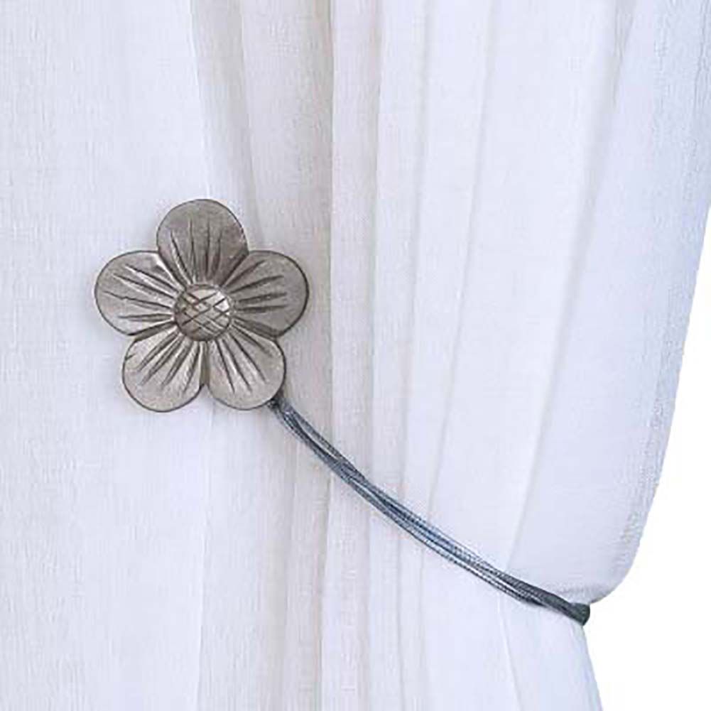 Vintage Flower Window Curtain Buckle Magnetic Tieback Holder Bedroom Home Decor