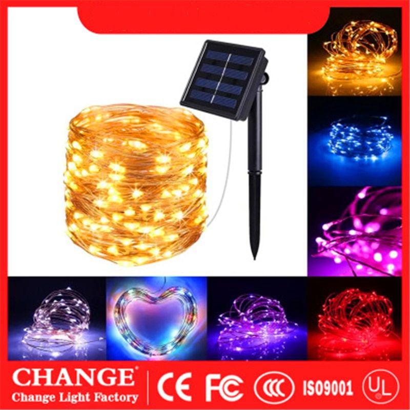 IP65 solar lamp led outdoor christmas led fairy lights holiday christmas party garlands solar garden waterproof LED String Light--Blue--100LED