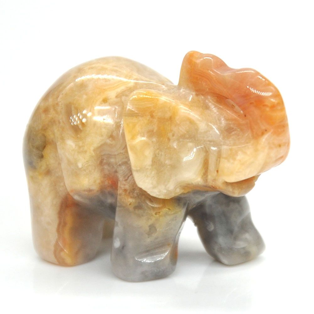 1.5" Elephant Tortoise Rabbit Owl Frog Fish Bear Horse Wolf Snake Statue Natural Healing Crystal  Stone Carving