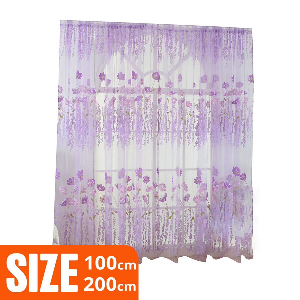 Fine Workmanship Window Treatment Wear Resistant Polyester Flower Pattern Rod Pocket Sheer Curtain Panel for Home