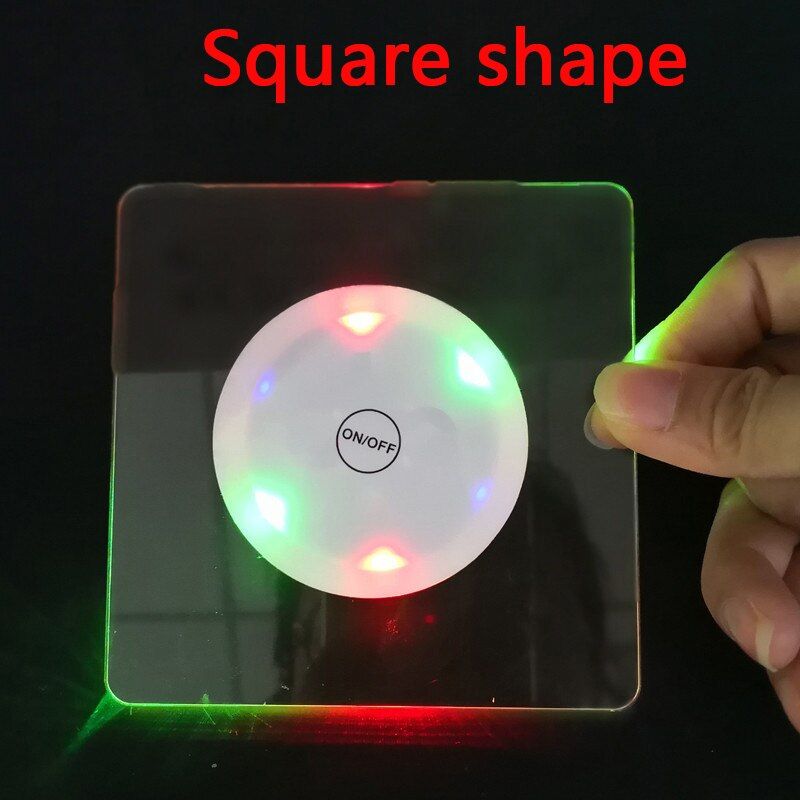 6Pcs 10CM Acrylic LED Flashing Coasters Light Up Cocktail  Glass Cup Mat for Xams Bar Event Holiday Wedding Party Decoration