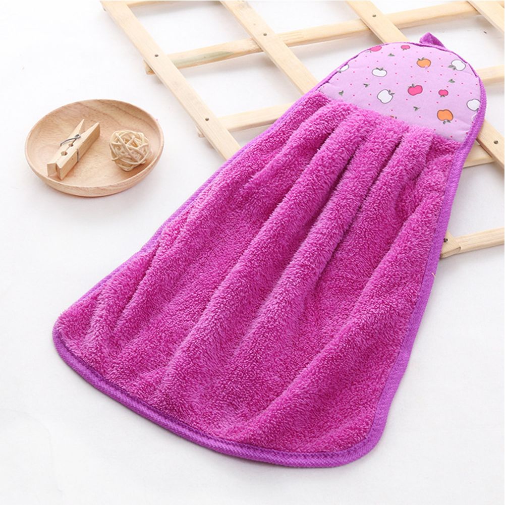 GC Soft Coral Fleece Hand  Towel Kitchen Hanging Bath Towels With Convenient Hanging Loop color:Brown