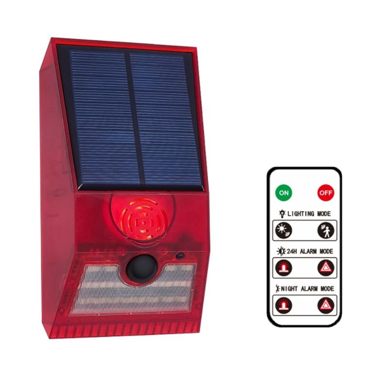 Solar Alarm Light, Solar Strobe Light with Motion Detector Solar Alarm Light, Motion Detector with Remote Control