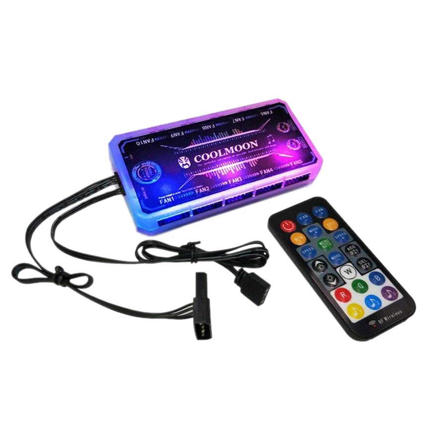 COOLMOON Remote RGB Lighting Music Controller Chassis Fan Desktop Computer Chassis Fan Controller RF Remote Control ， mini controller