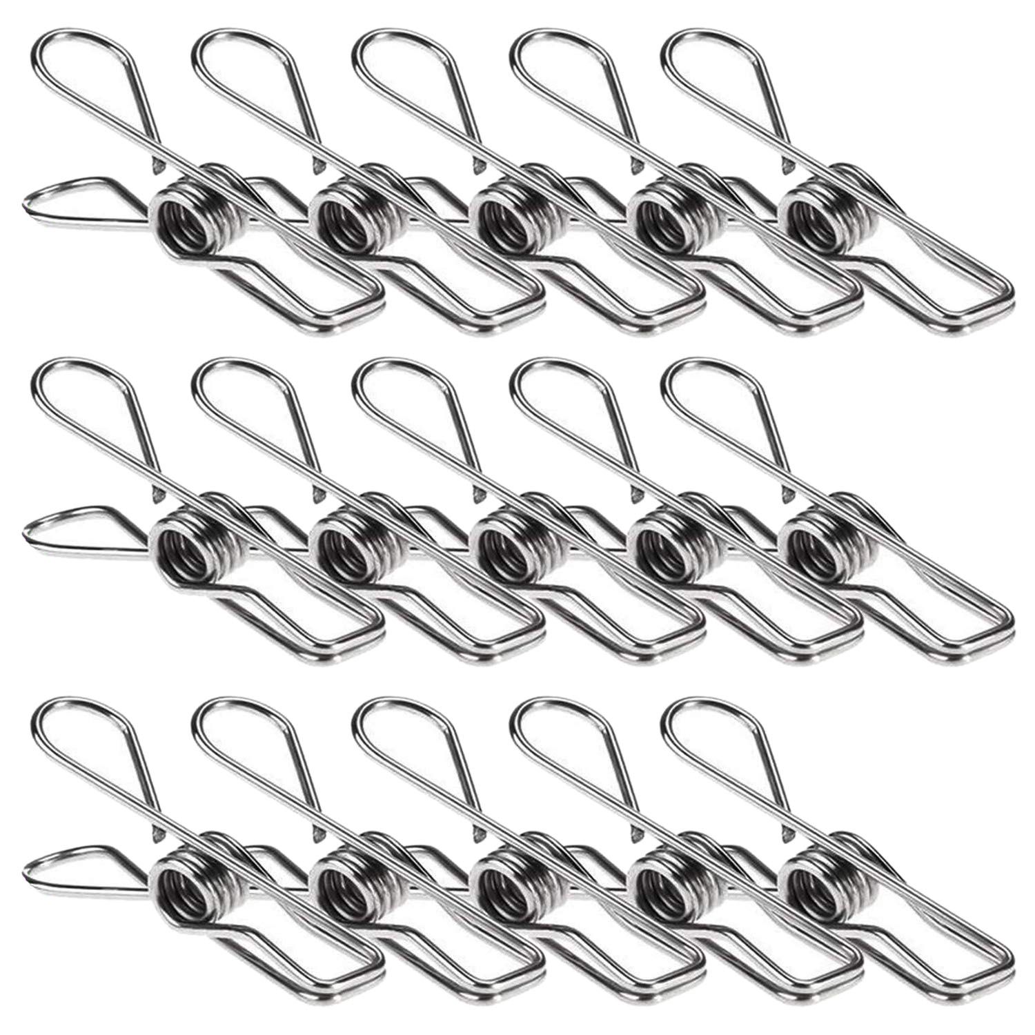 Individual 24 Pcs Stainless Steel Wire Clip, Multi-Function Clip, Utility Clip Pins Hanging Clip Office Fastener, Metal Wire Clip for Clothes Clothes Drying
