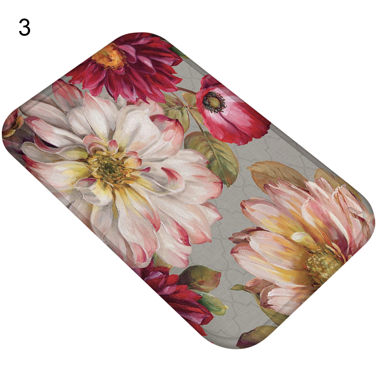Flower Pattern Floor Mat Bright Color Flannel Convenient Storage Door Mat for Dorm