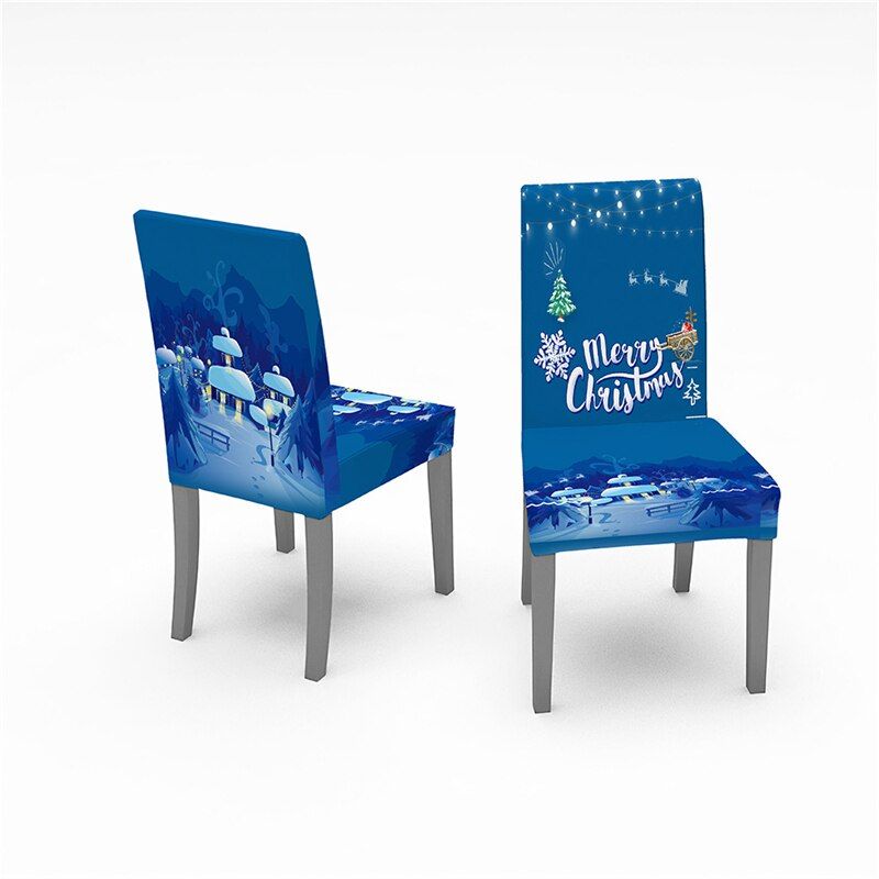 Christmas Santa Claus Print Chair Cover Dining Slipcover Removable Elastic Seat Case Anti-Dirty Chair Covers for Banquet Wedding