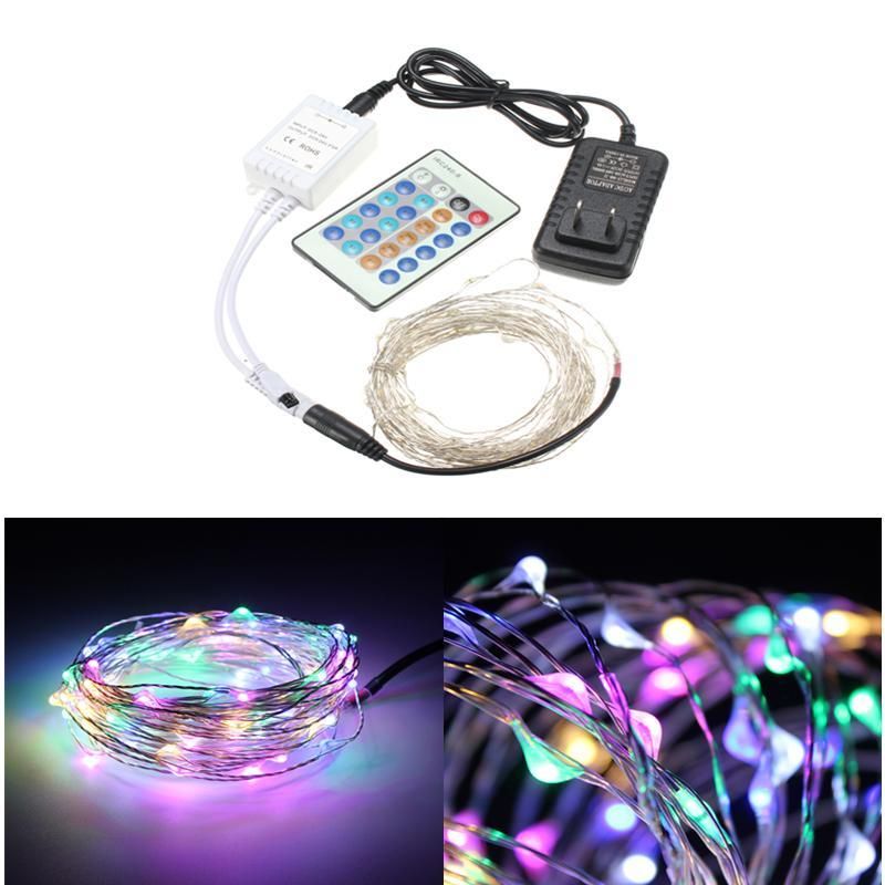 10m 100leds Silver Wire Christmas Outdoor String Fairy Light Remote Controller