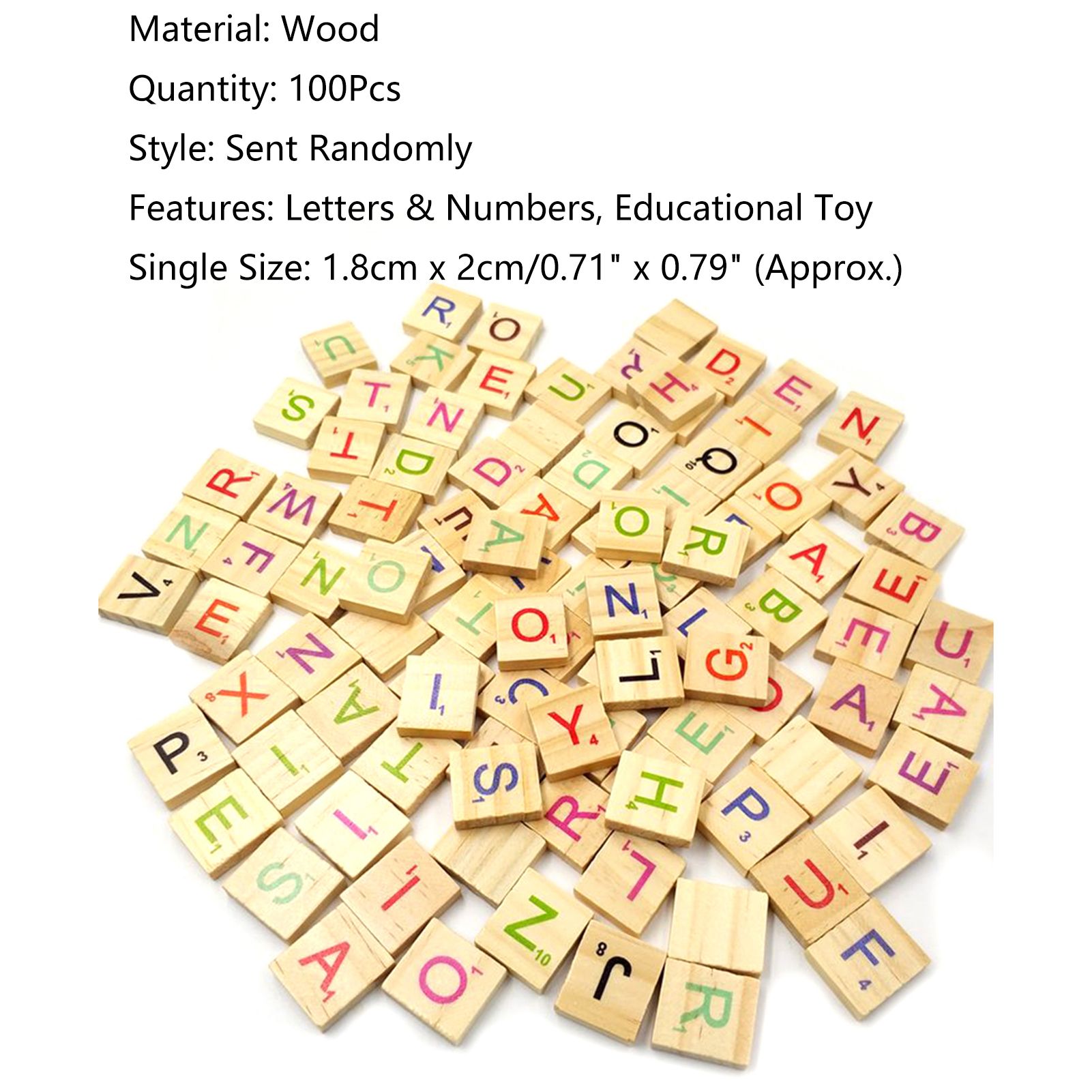 100Pcs Wooden Letter Alphabet Number English Words Bolcks Kids Educational Toy