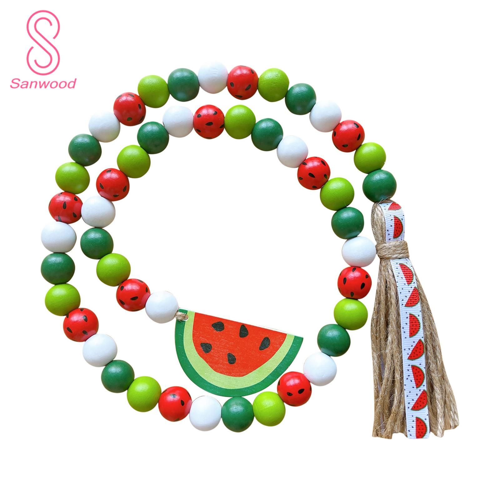 Hang Wood Beads Handcrafted Universal Wooden Bead Garland with Tassels