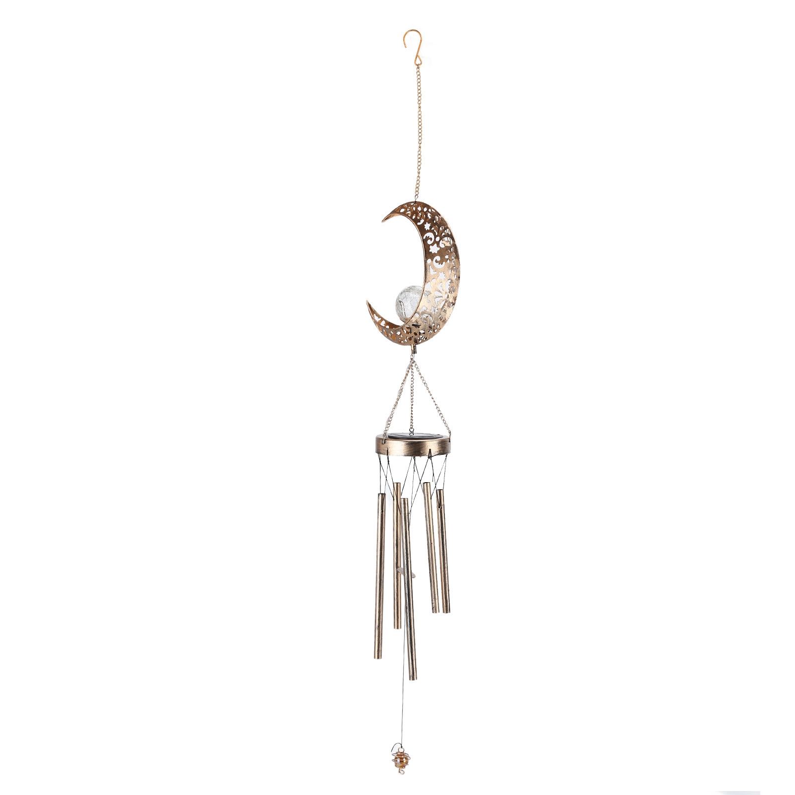 Solar LED Light Wind Chimes In/Outdoor Moon Windbell Lamp Hanging Decor Gifts MN