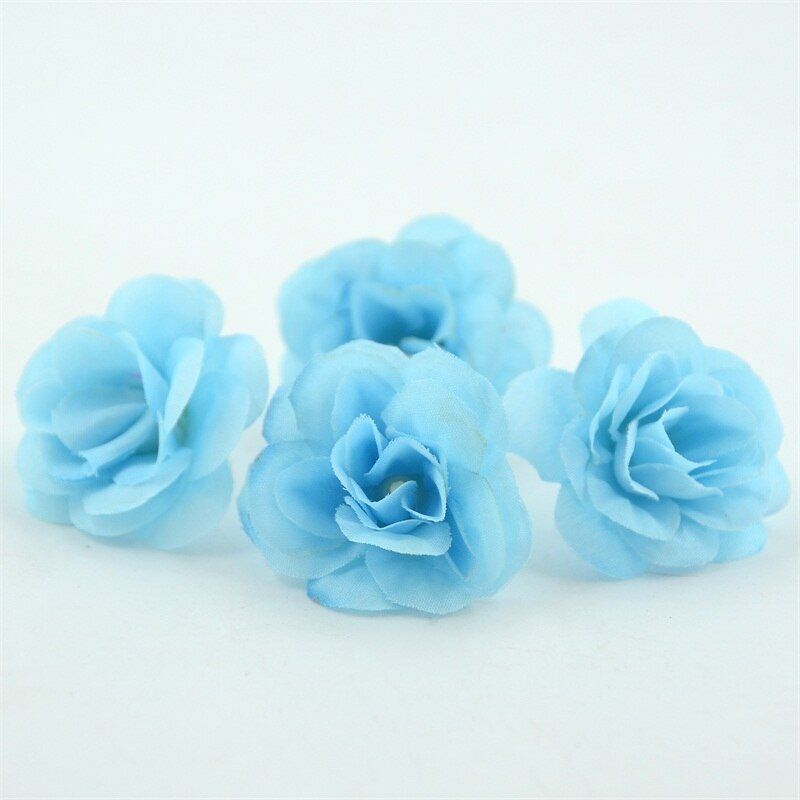 100 pcs 4.5cm Mini Artificial Silk Rose Flower Head DIY Scrapbooking Handmade Flower Kiss Ball For Wedding Decorative