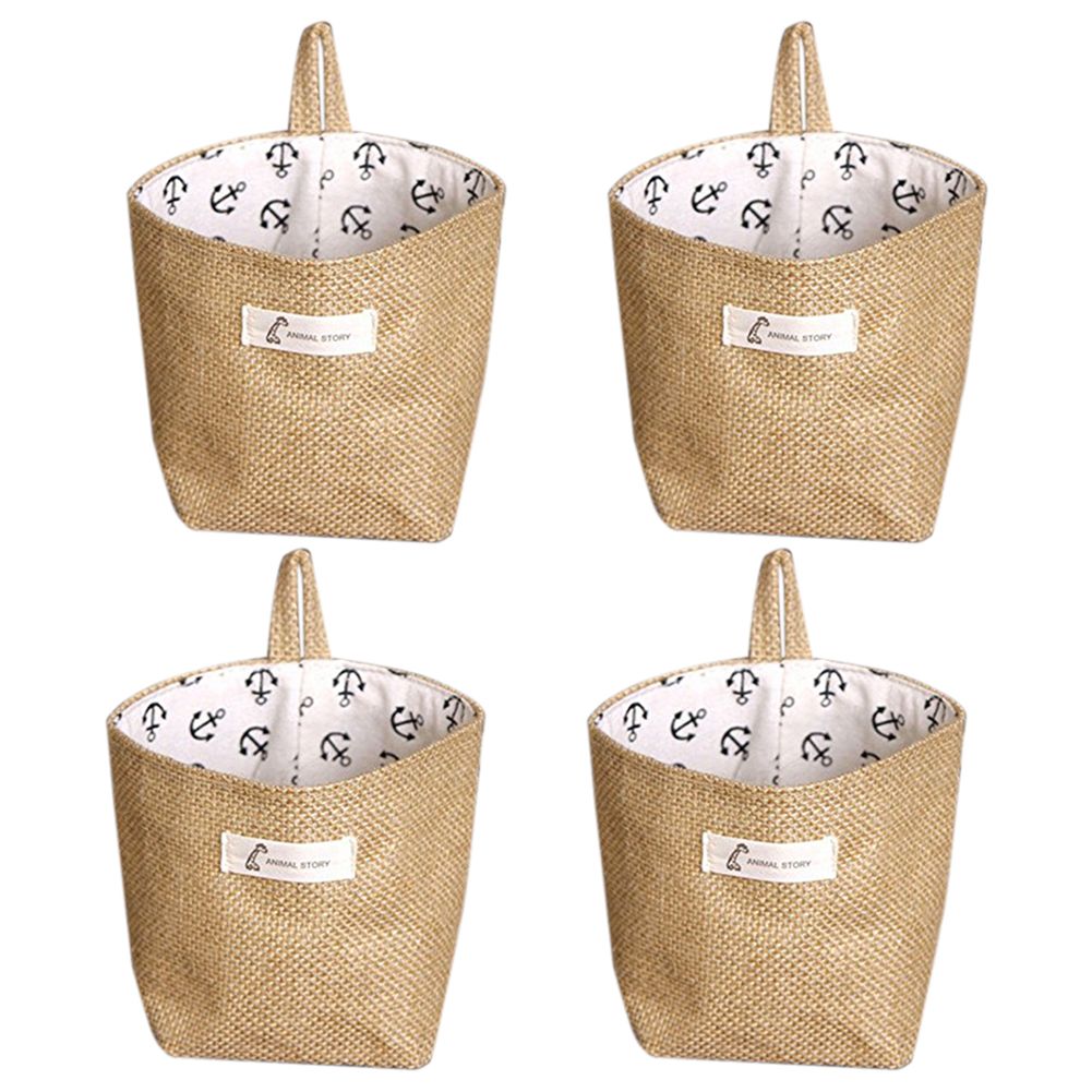 Delicate product Non-woven fabric Storage Basket Bag Foldable Storage Basket Bag with Handle, Home Organize Box for Home Closet Toys Office Desktop, Bedroom.(4 Pack)