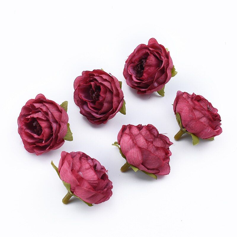 10 Pieces artificial flowers home decor wedding christmas diy scrapbooking gifts candy box brooch roses bridal accessories vases