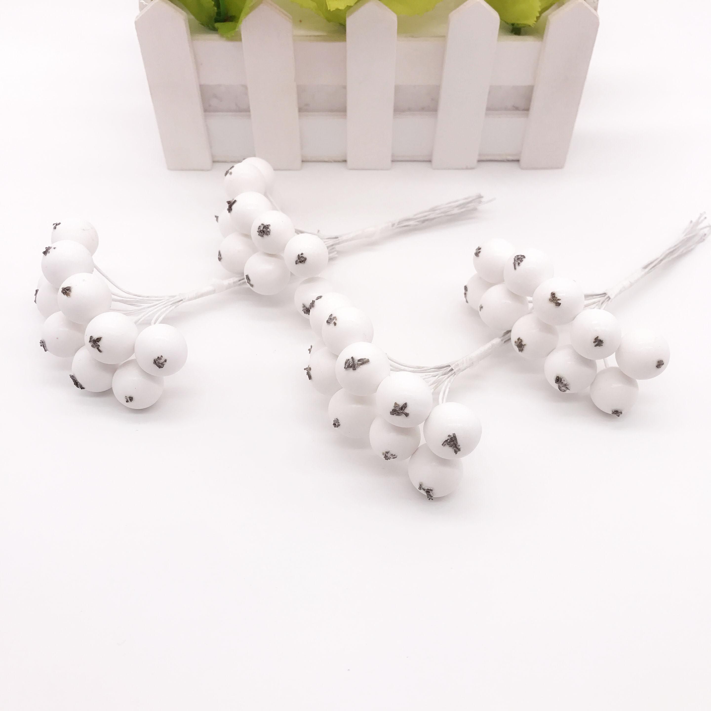 10pieces 11cm Small Berries Artificial Flower Foam pearl stamens cherry for Wedding Christmas Decoration