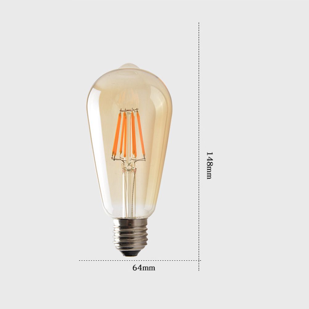 Yfashion LED Industrial Bulb Dark Brown Light Adjustable Lamp 220V ST64 0 80 45 E27 Color emperature:4W