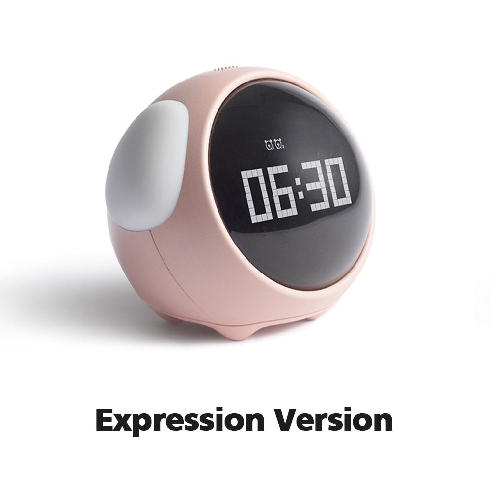 Dropshipping New Cute Expression Alarm Clock Multifunctional Bedside Voice Control Night Light Snooze Child Alarm Clock
