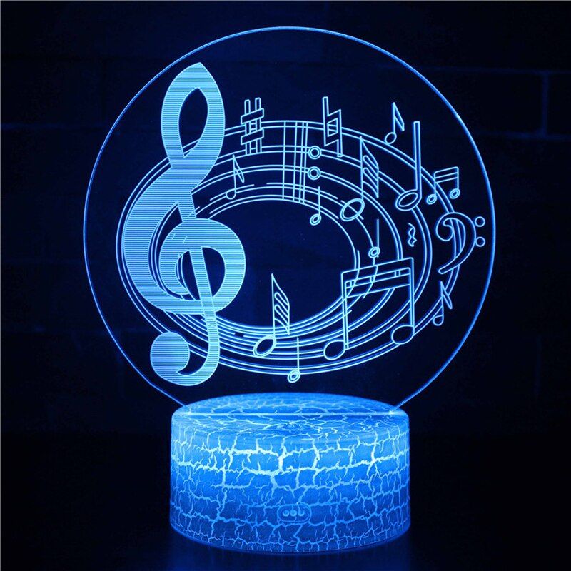 Novelty LED Lamp Creative 3D Musical Note Home Bedroom Decor Bedside Acrylic Table Lamp Touch Remote Control Night Light Gift