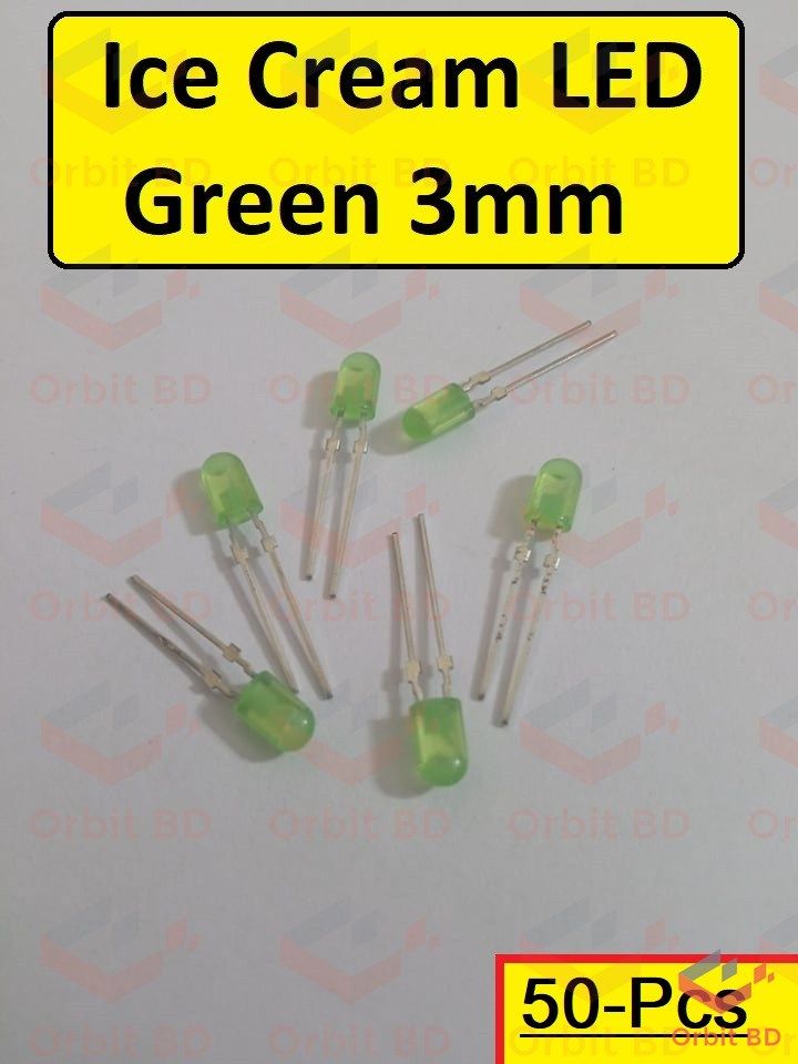 50Pcs -ICE Cream Green Color 3mm Ice Cream LED Light Emitting Diode For Lighting LED Outdoor LED Torch Light Electronic Project DIY