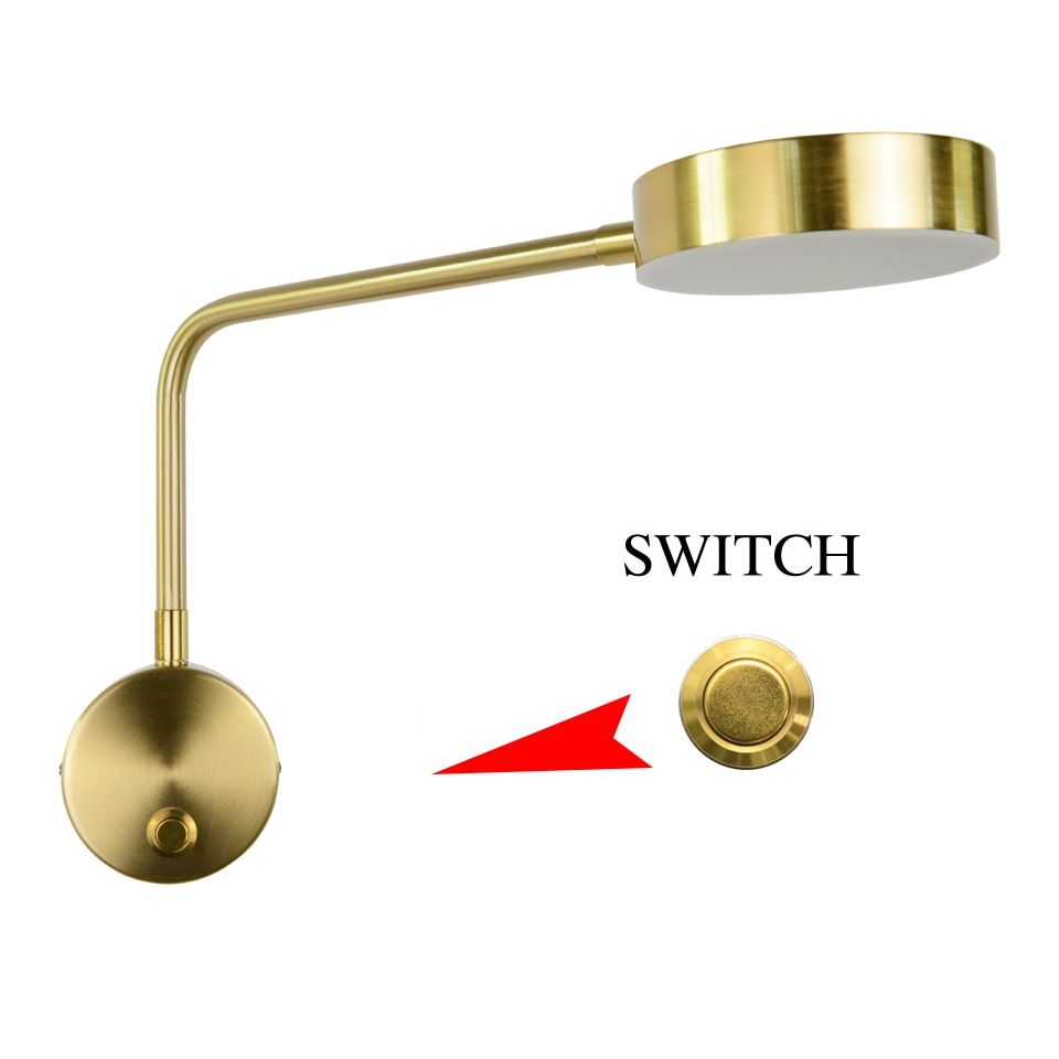 Morden Led wall light Indoor Golden Decor wall lamp 9W with switch  for home bedroom Bedside Living room Aisle sconces Luminaire