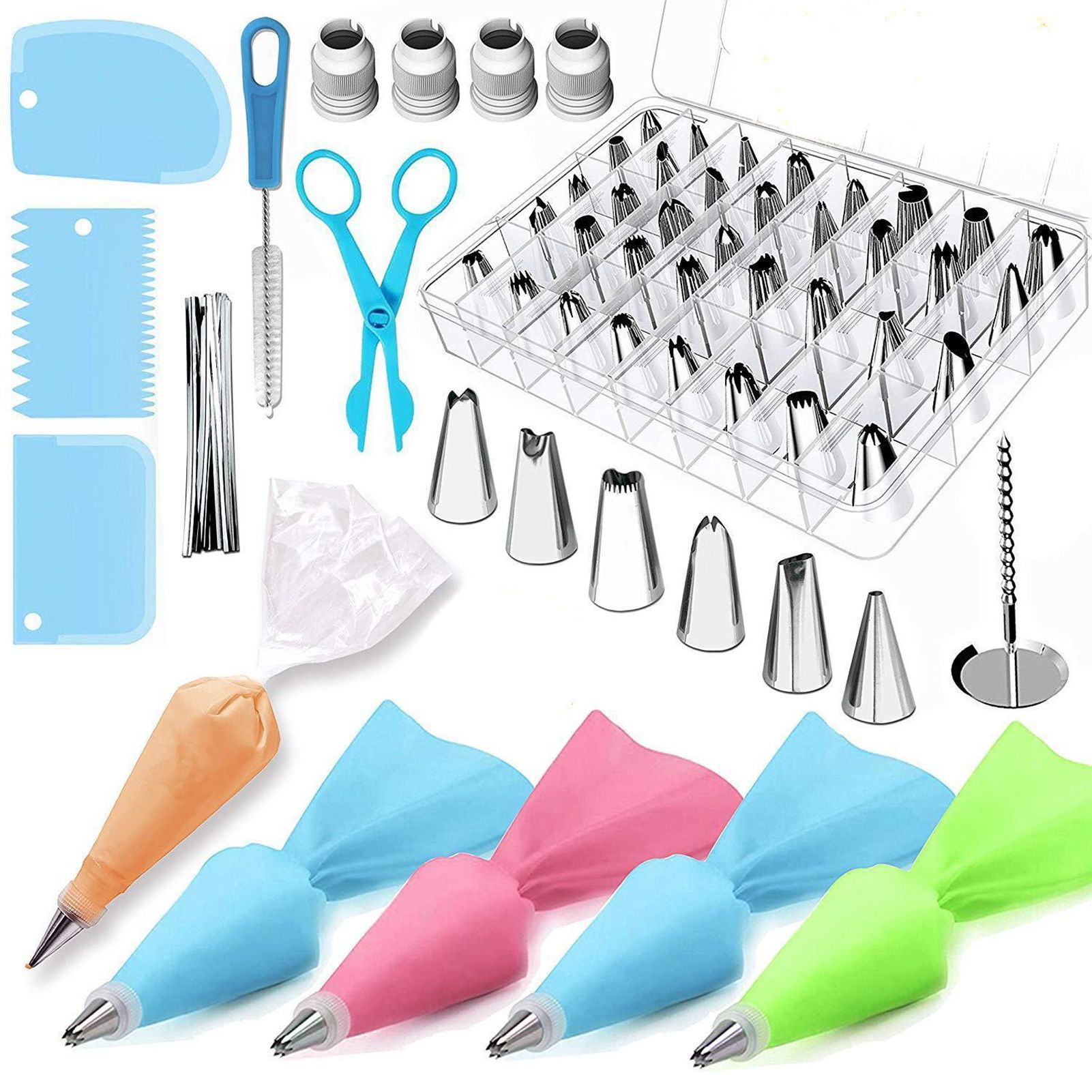 72 Pcs Cake Decorating Supplies Kits Decorating Sets Baking Supplies with Icing Tips/Pastry Bags/Icing Smoother/Piping Nozzles Coupler DIY Baking Pastry Tools