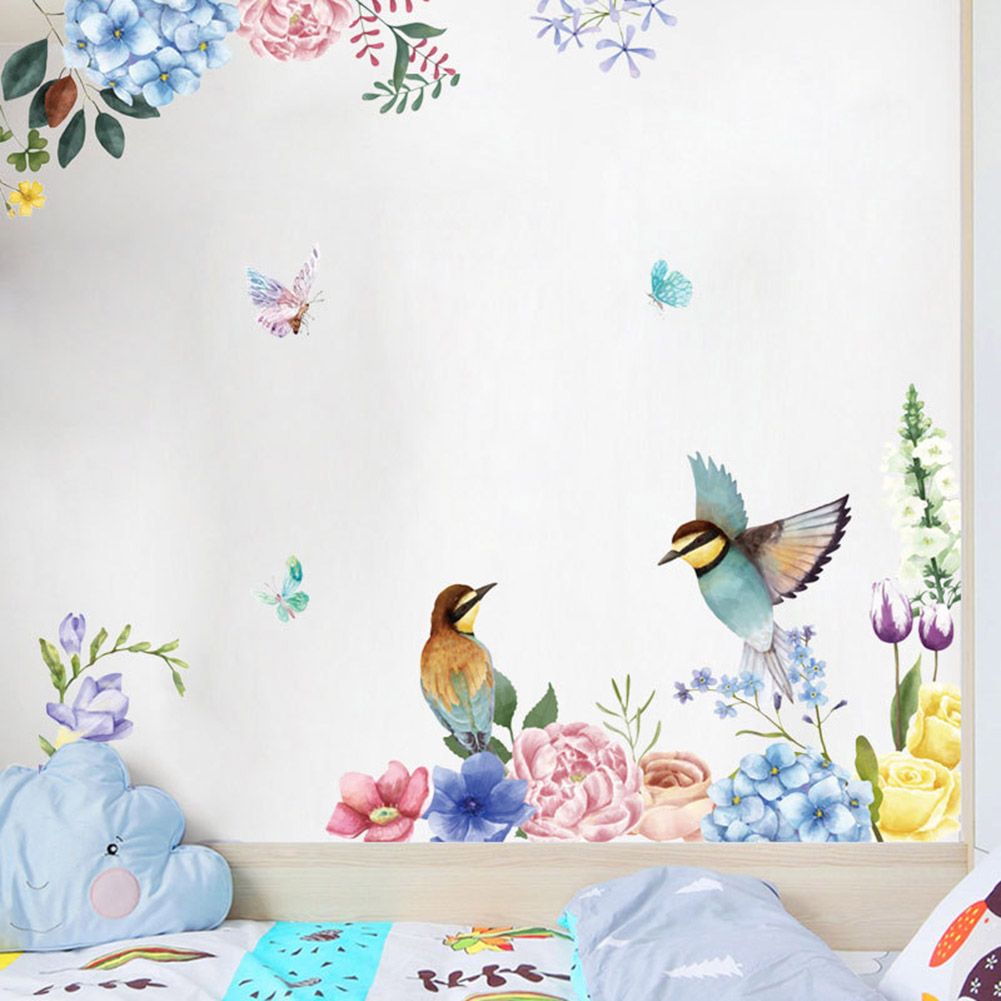 Flower Bird Glass Wall Sticker Adhesive Decal Mural Living Room Bedroom Decor