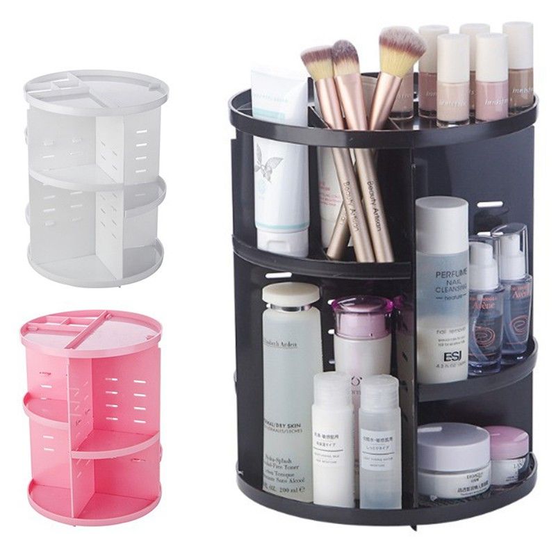 COLORED 360 Degree Rotation Makeup Organizer Black